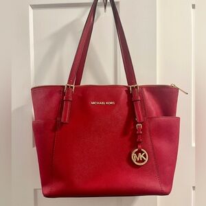 Michael Kors Large Saffiano Leather Top-Zip Tote Bag